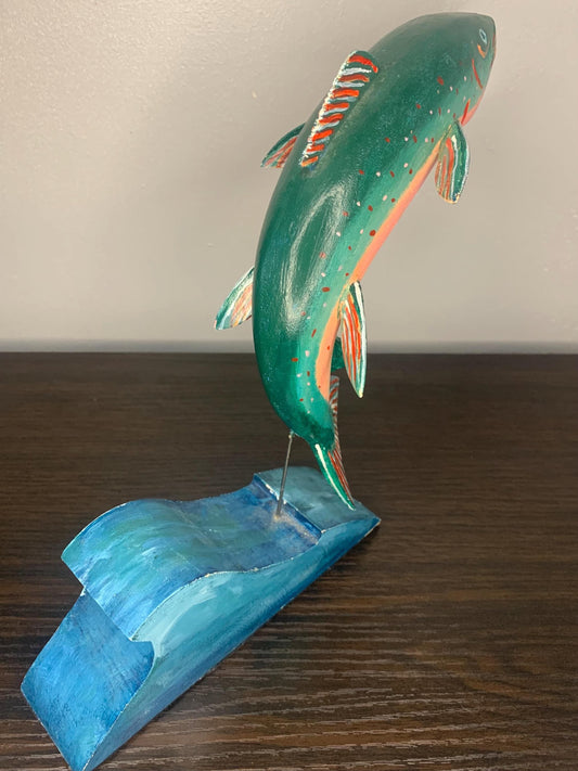 Vintage Handmade Wood Fish Sculpture | Ocean and Sea Animal Theme Home Decor | Colorful Fishing Art | Gifts for Fishermen