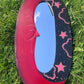 Vintage Celestial Oval Wall Mirror | Mauve and Black Handpainted Wood Home Decor | Retro Hanging Indonesia Art | Cosmo 80’s 90’s Boho Sun