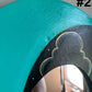 Vintage Celestial Oval Wall Mirror | Green and Black Handpainted Wood Home Decor | Retro Hanging Indonesia Art | Cosmo 80’s 90’s Boho Sun