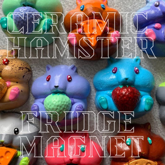 Ceramic Hamster Fridge Magnet | 1 Piece | One of A Kind Hand Painted Cute Pet Animal Handmade Magnetic Kitchen Refrigerator  Art Home Decor