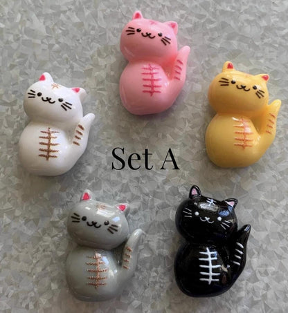 Mini Multicolor Kitty Fridge Magnets | Assorted Sets | Pastel Cat Refrigerator Magnets | Cute Small Feline Magnetic Home Decor Accessories