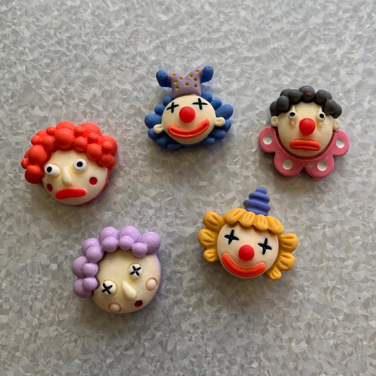 Clown Fridge Magnets | 5 Pieces | Colorful Pastel Refrigerator Magnet Set | Cute Small Mime Magnetic Colorful Home Decoration