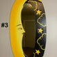 Vintage Celestial Oval Wall Mirror | Yellow and Black Handpainted Wood Home Decor | Retro Hanging Indonesia Art | Cosmo 80’s 90’s Boho Sun